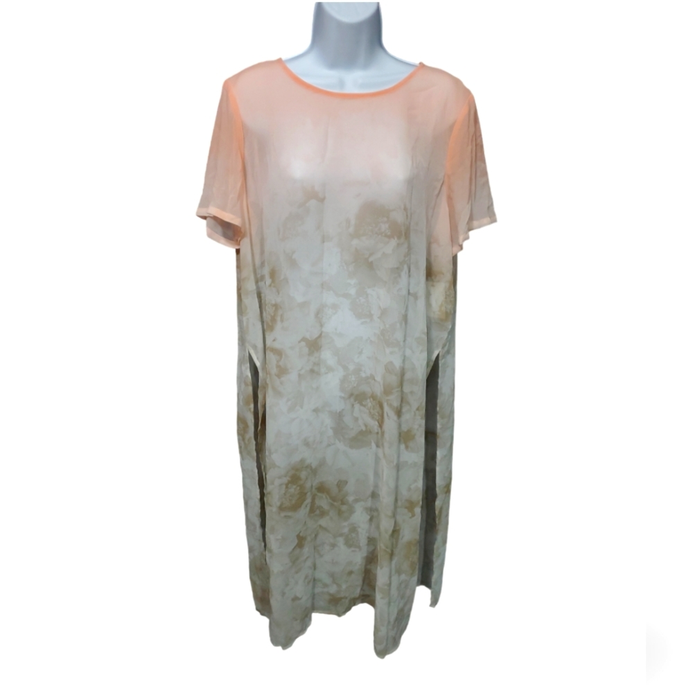 NWT Calvin Klein Maxi Floral Mesh Pink And White Tunic